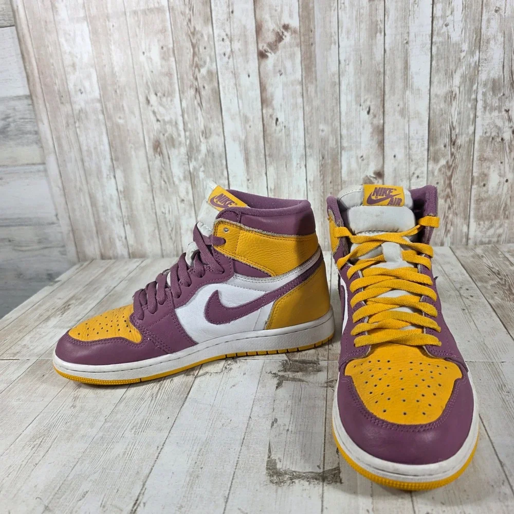 Air Jordan 1‎ Retro High OG Brotherhood Gold Purple 555088-706 Mens Size 8
